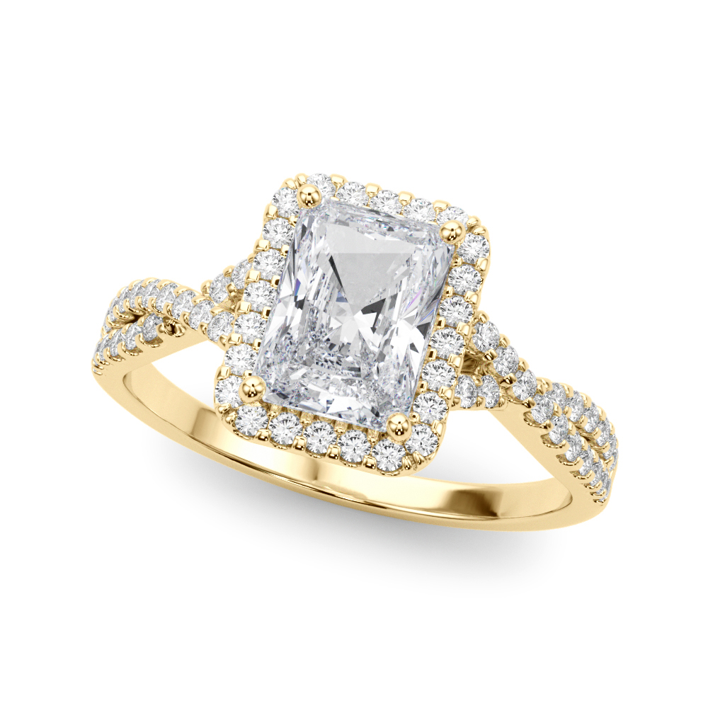 Zenon Natural Yellow Gold 4 Prong Setting Side Stone Diamond Ring