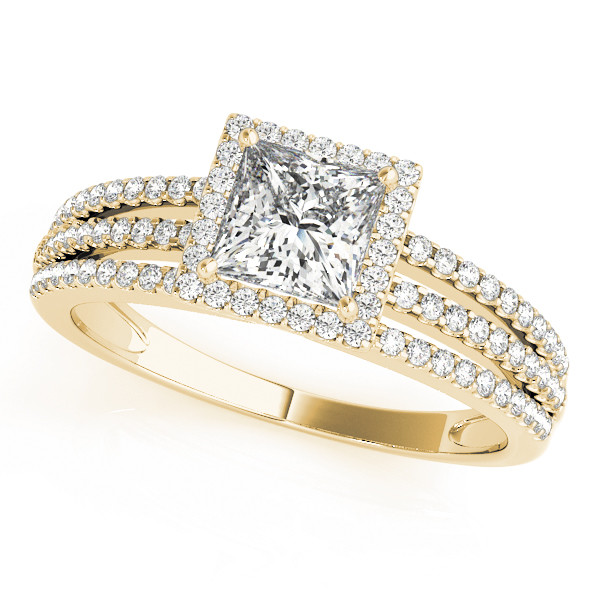 0.2 Ct Natural Princess Cut Kadence  Halo Diamond Rings in Silver 925