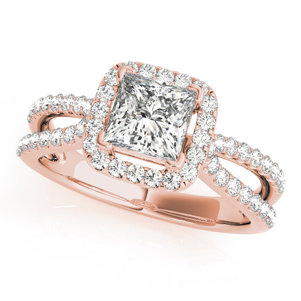0.2 Ct Natural Princess Cut Kaylynn Halo Diamond Rings in Silver 925