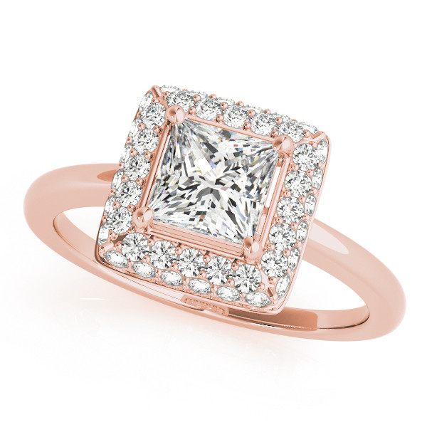 0.2 Ct Natural Princess Cut Lori  Halo Diamond Rings in Silver 925