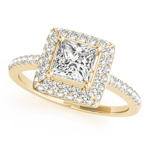 0.2 Ct Natural Princess Cut Leora Halo Diamond Rings in Silver 925