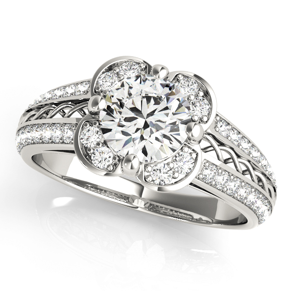 0.2 Ct Lab-Created Diamond Round Cut Alica  Halo Engagement Rings in Silver 925