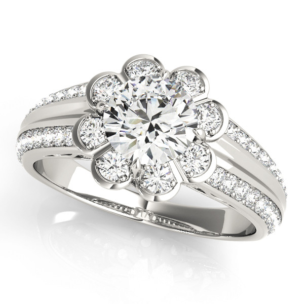 0.2 Ct Natural Round Cut Kinzlee  Halo Diamond Rings in Silver 925