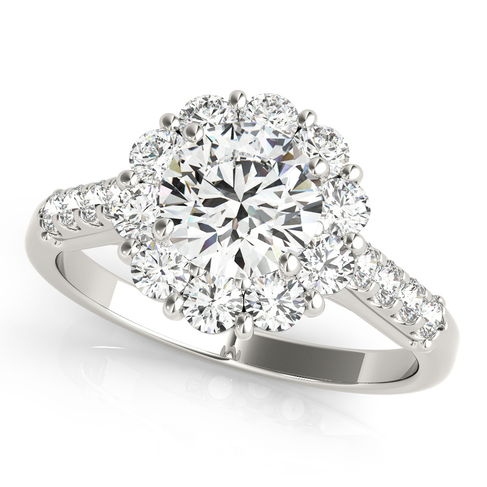 0.2 Ct Natural Round Cut Jude Halo Diamond Rings in Silver 925