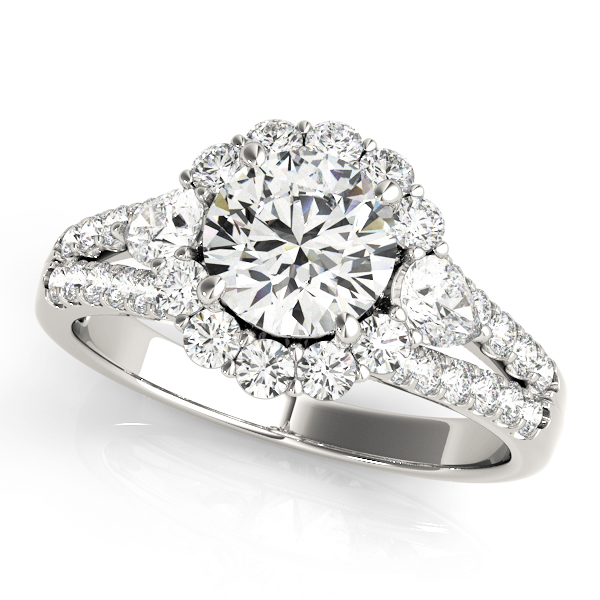0.2 Ct Lab-Created Diamond Round Cut Misba  Halo Engagement Rings in Silver 925