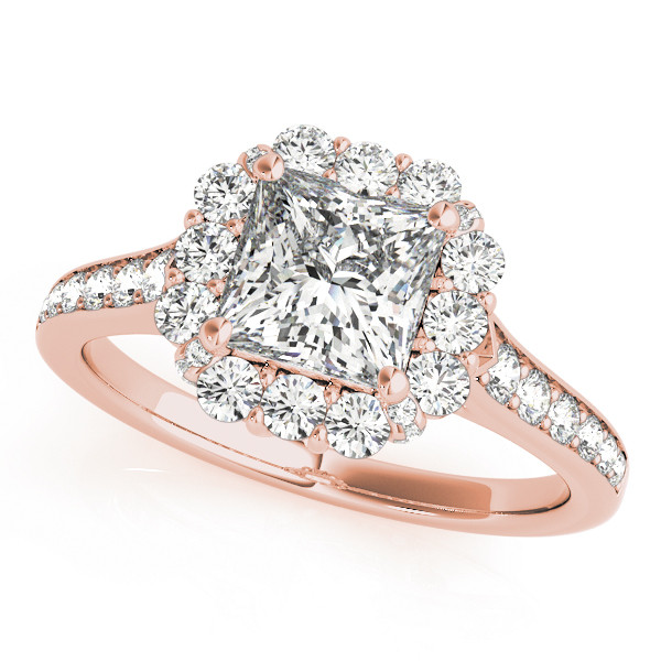 0.2 Ct Natural Princess Cut Joan Halo Diamond Rings in Silver 925
