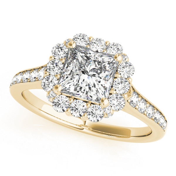 0.2 Ct Natural Princess Cut Joan Halo Diamond Rings in Silver 925