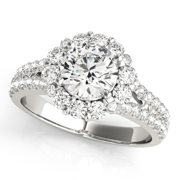 0.2 Ct Lab-Created Diamond Round Cut Jeslin  Halo Engagement Rings in Silver 925