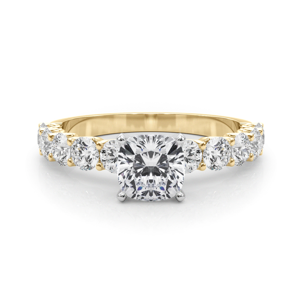 0.2 Ct Lab-Created Diamond Cushion Cut Treeza  Side Stone Engagement Rings in Silver 925