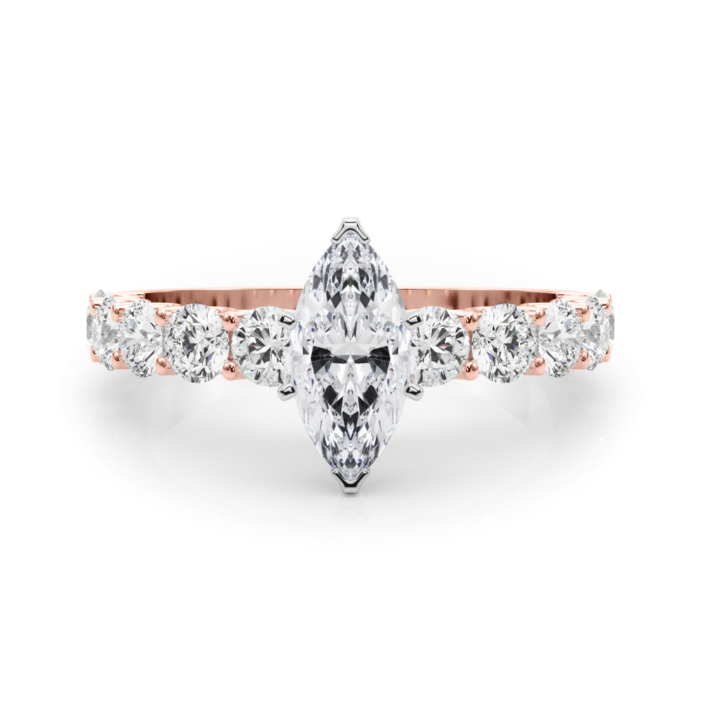 0.2 Ct Lab-Created Diamond Marquise Cut Treeza  Side Stone Engagement Rings in Silver 925