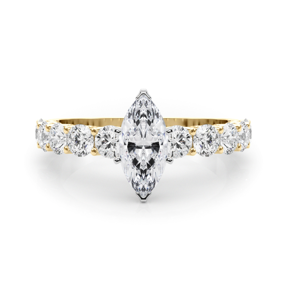 0.2 Ct Lab Grown Diamond Marquise Cut Treeza  Side Stone Engagement Rings in Silver 925