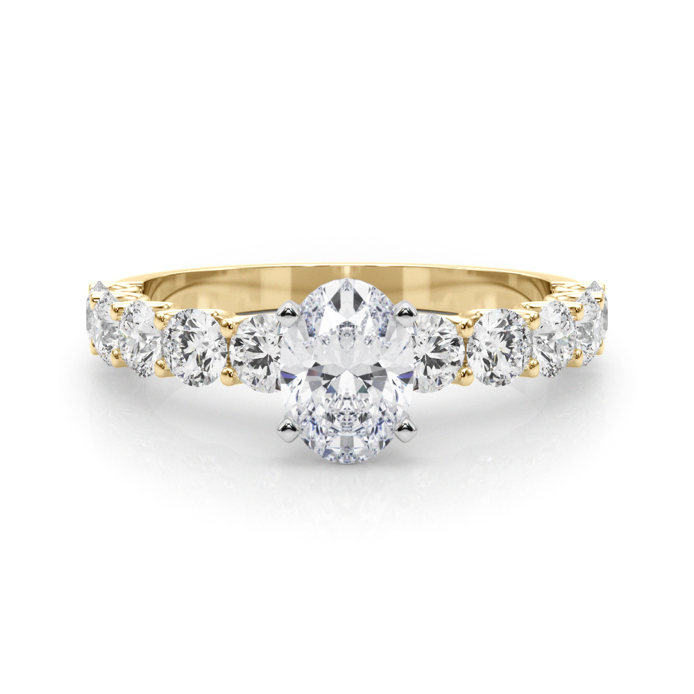0.2 Ct Natural Diamond Oval Cut Treeza  Side Stone Engagement Rings in Silver 925