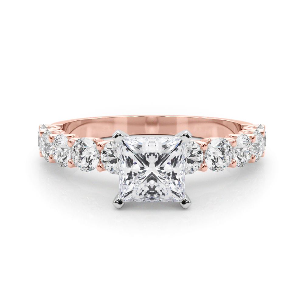0.2 Ct Lab Grown Diamond Princess Cut Treeza  Side Stone Engagement Rings in Silver 925