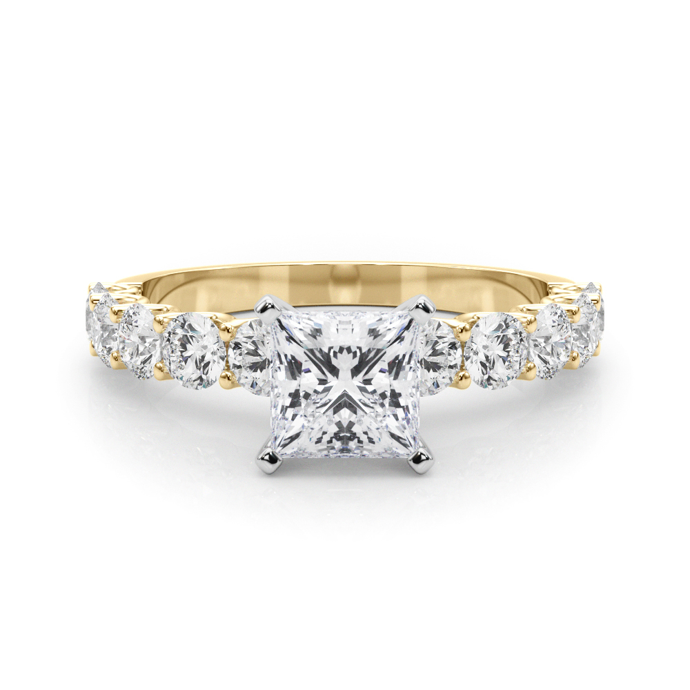 0.2 Ct Lab-Created Diamond Princess Cut Treeza  Side Stone Engagement Rings in Silver 925