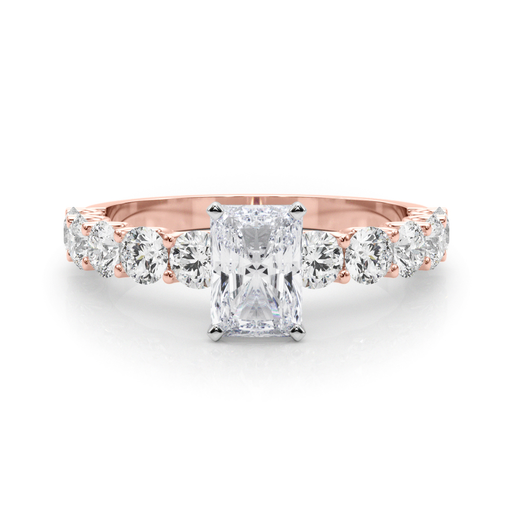 0.2 Ct Natural Diamond Radiant Cut Treeza  Side Stone Engagement Rings in Silver 925