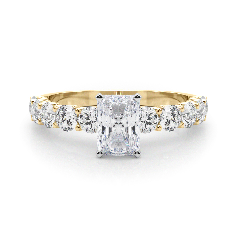 0.2 Ct Natural Diamond Radiant Cut Treeza  Side Stone Engagement Rings in Silver 925