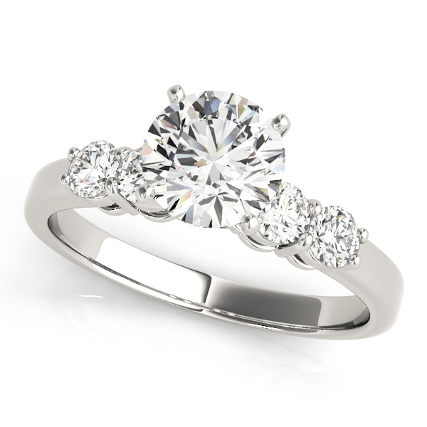 0.2 Ct Lab-Created Diamond Round Cut Sera  Side Stone Engagement Rings in Silver 925