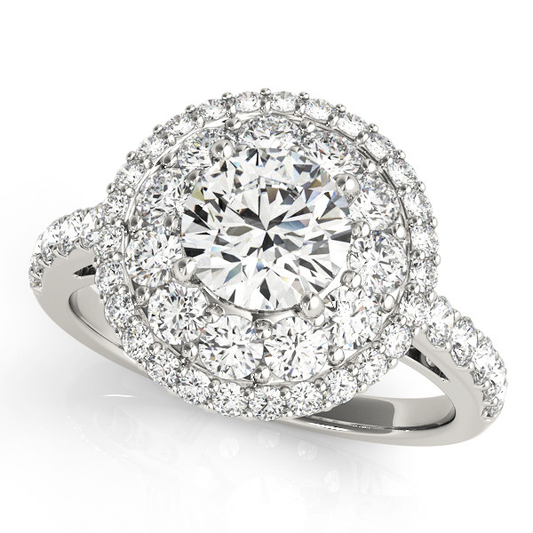 0.2 Ct Natural Round Cut Kaely Halo Diamond Rings in Silver 925