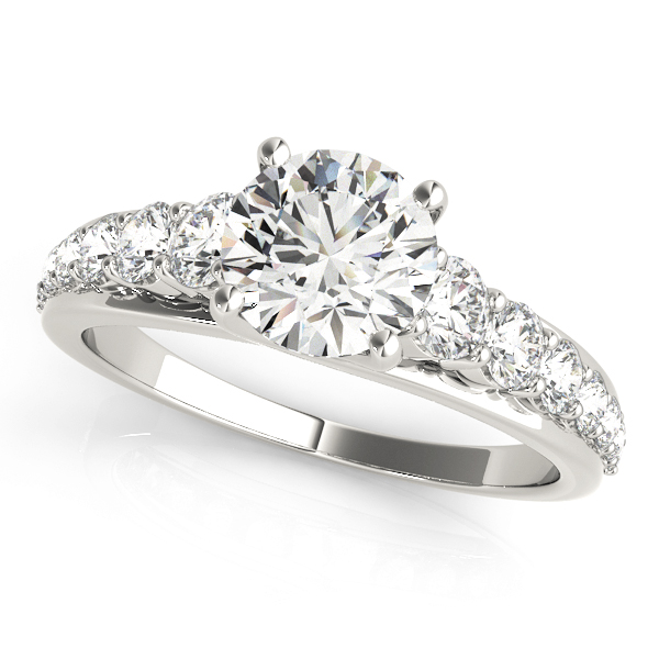 0.2 Ct Lab Grown Diamond Round Cut Rosly  Side Stone Engagement Rings in Silver 925