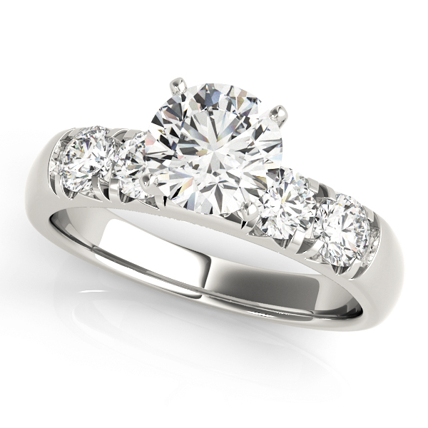 0.2 Ct Lab Grown Diamond Round Cut Giovanna  Side Stone Engagement Rings in Silver 925