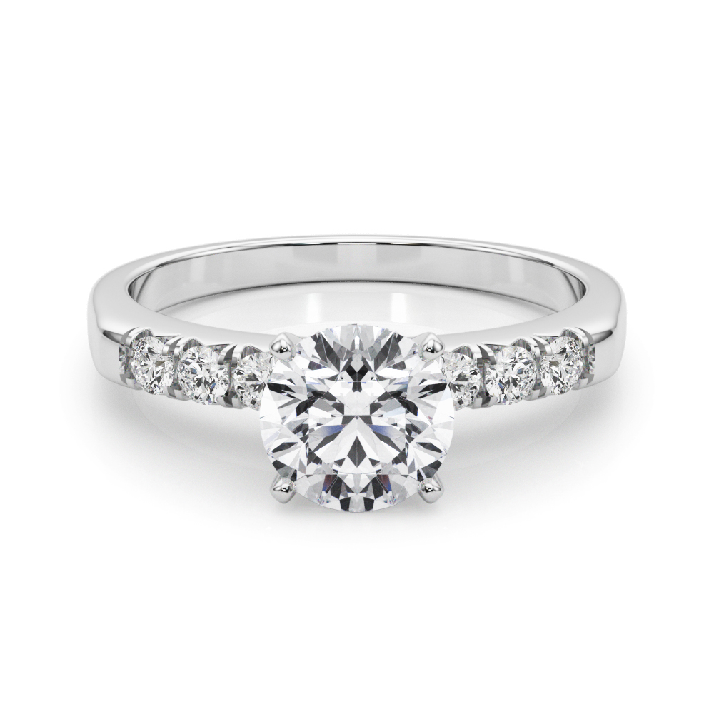 0.2 Ct Lab-Created Diamond Round Cut Aubriella  Side Stone Engagement Rings in Silver 925
