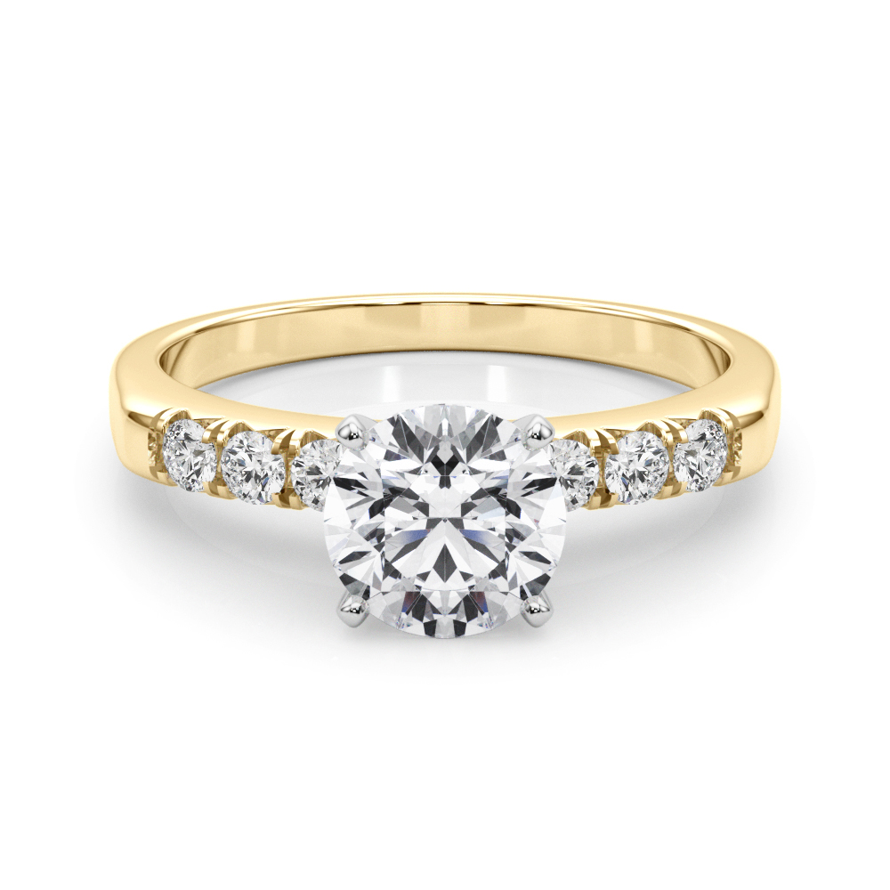 0.2 Ct Lab-Created Diamond Round Cut Aubriella  Side Stone Engagement Rings in Silver 925