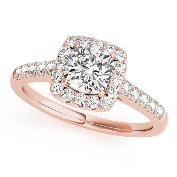 0.2 Ct Natural Cushion Cut Lorraine Halo Diamond Rings in Silver 925