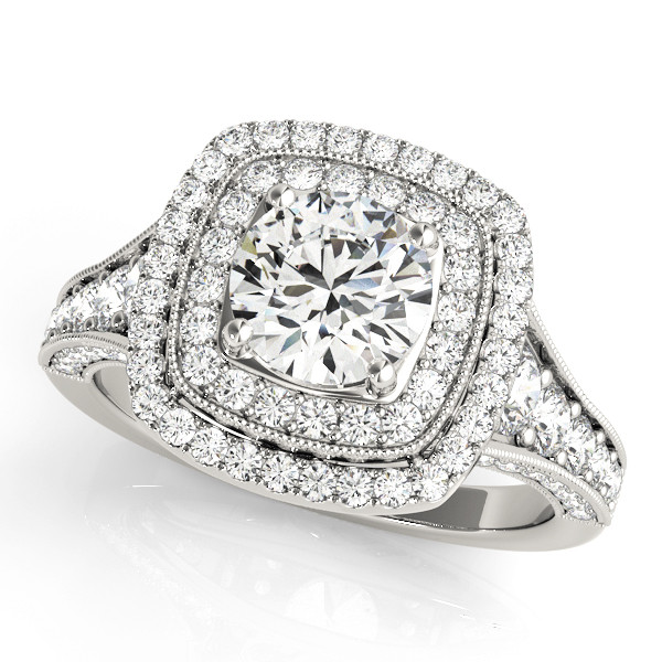 0.2 Ct Natural Round Cut Koa Halo Diamond Rings in Silver 925