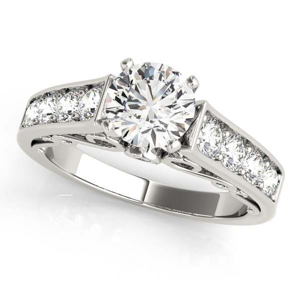 0.2 Ct Lab Grown Diamond Round Cut Shamia  Side Stone Engagement Rings in Silver 925