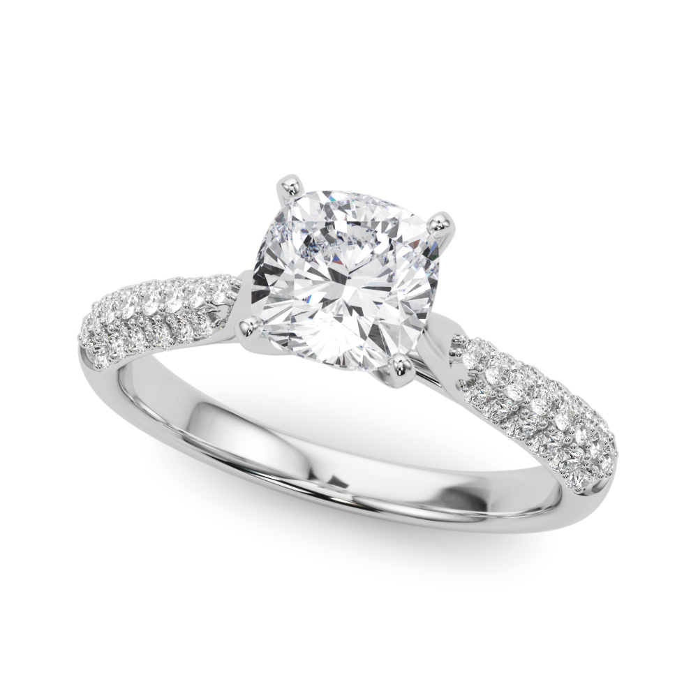 Ziare Natural Diamond 4 Prong Setting Side Stone Engagement Ring