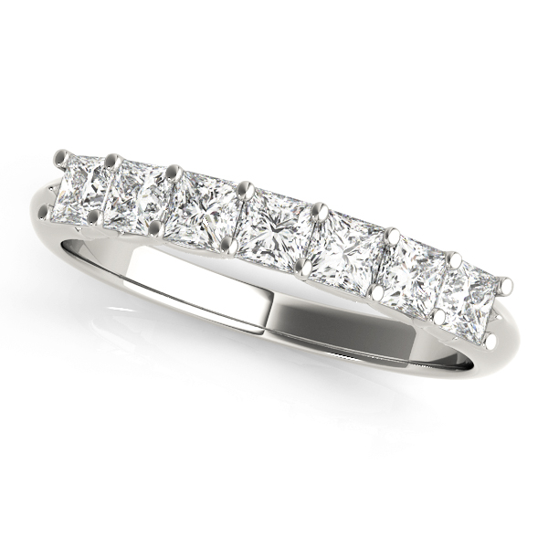 0.7 Ct Lab-Created Princess Cut Celeste  7 Stone Ring Diamond Rings in Silver 925