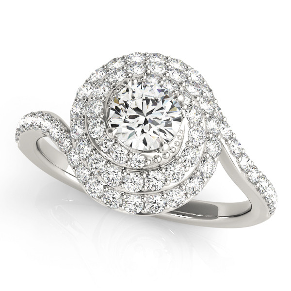 0.2 Ct Natural Round Cut Kamdyn Halo Diamond Rings in Silver 925