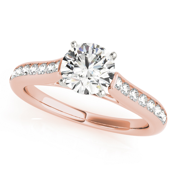 Zayd Natural Diamond Rose Gold 4 Prong Setting Side Stone Engagement Ring