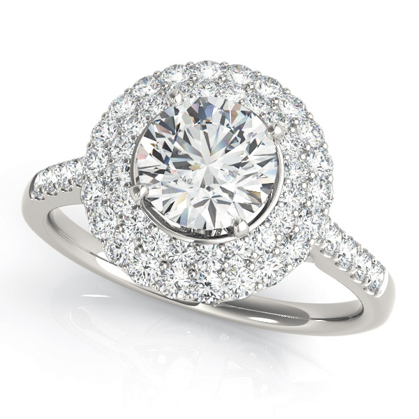 0.2 Ct Natural Round Cut Karoline Halo Diamond Rings in Silver 925