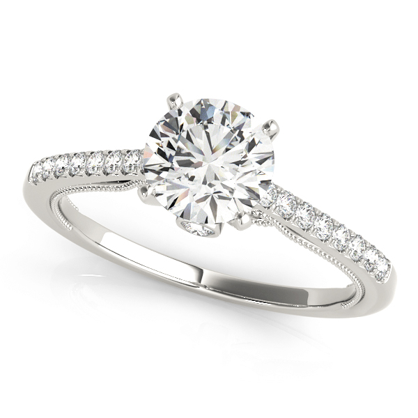 0.2 Ct Lab Grown Diamond Round Cut Bella  Side Stone Engagement Rings in Silver 925