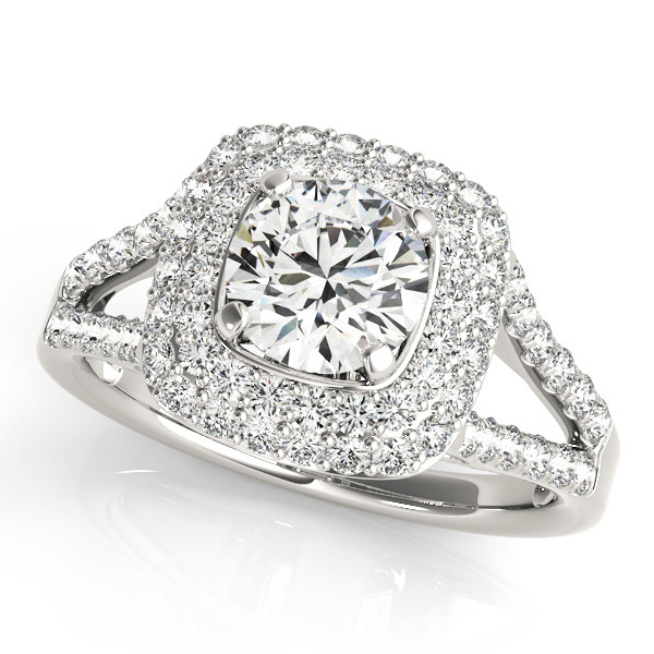 0.2 Ct Natural Round Cut Julieth Halo Diamond Rings in Silver 925
