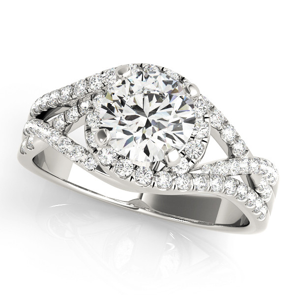 0.2 Ct Natural Round Cut Lillith Halo Diamond Rings in Silver 925