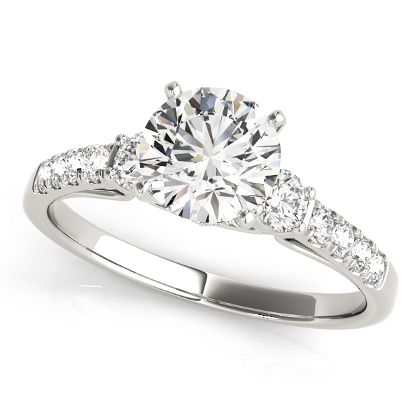 0.2 Ct Lab Grown Diamond Round Cut Linsa  Side Stone Engagement Rings in Silver 925