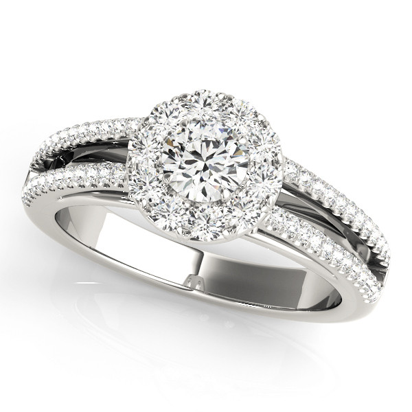 0.2 Ct Natural Round Cut Levi Halo Diamond Rings in Silver 925