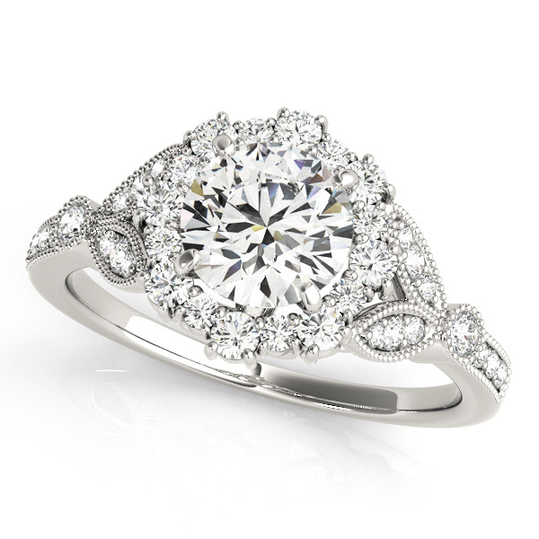 0.2 Ct Natural Round Cut  Lidia Halo Diamond Rings in Silver 925