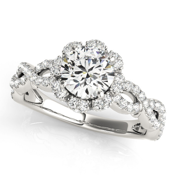 0.2 Ct Natural Round Cut Jackie Halo Diamond Rings in Silver 925