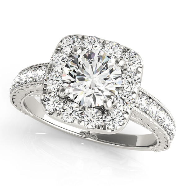 0.2 Ct Natural Round Cut Laynee Halo Diamond Rings in Silver 925