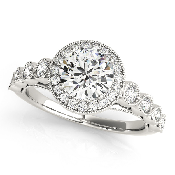 0.2 Ct Natural Round Cut Jaya Halo Diamond Rings in Silver 925