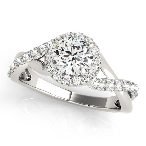 0.2 Ct Natural Round Cut Lourdes Halo Diamond Rings in Silver 925