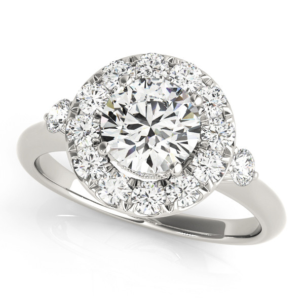 0.2 Ct Natural Round Cut Kenzley Halo Diamond Rings in Silver 925
