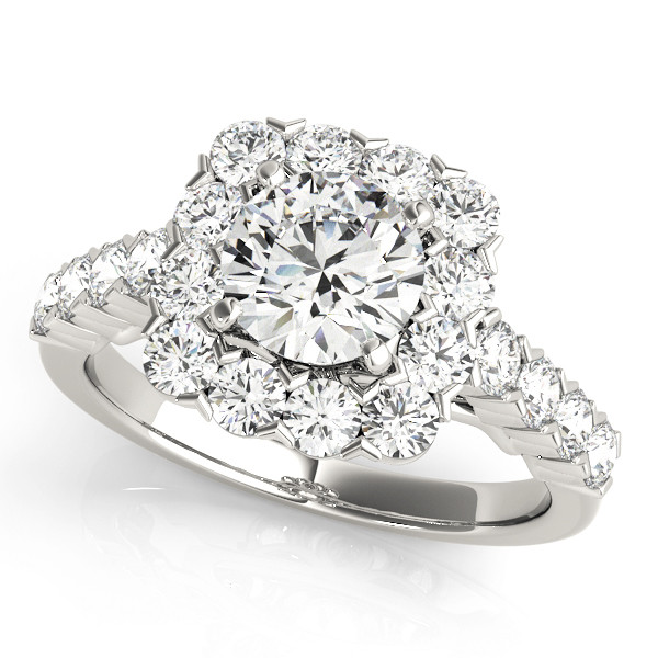 0.2 Ct Natural Round Cut Katy Halo Diamond Rings in Silver 925