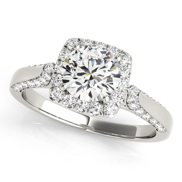 0.2 Ct Natural Round Cut Lillyana Halo Diamond Rings in Silver 925