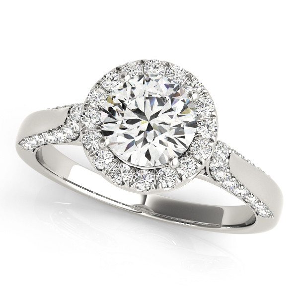 0.2 Ct Natural Round Cut Kristel Halo Diamond Rings in Silver 925