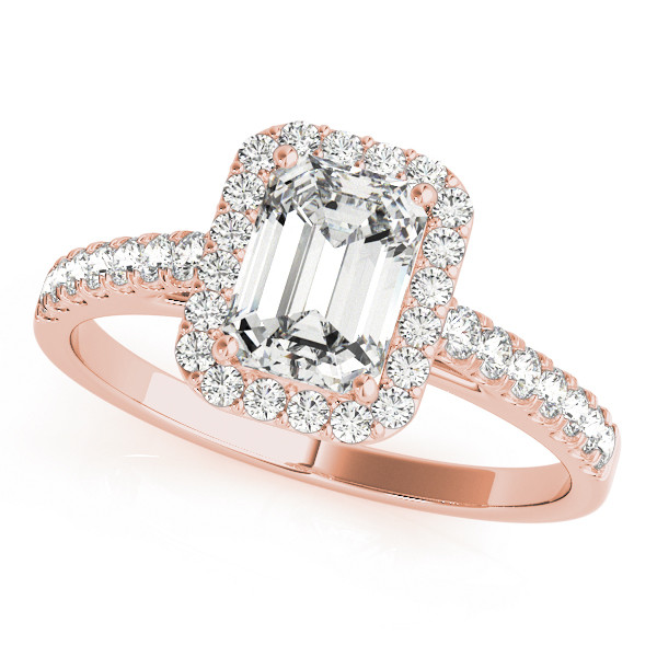 0.2 Ct Natural Emerald Cut Liz  Halo Diamond Rings in Silver 925