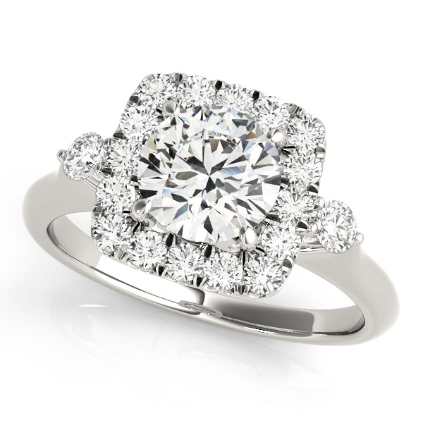 0.2 Ct Natural Round Cut Lilyann Halo Diamond Rings in Silver 925